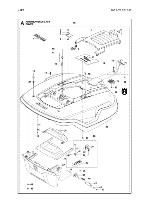 Kaross komplett Automower 265 ACX i gruppen Trädgård / Robotgräsklippare / Reservdelar Automower® hos Entreprenadbutiken (5802926-02)